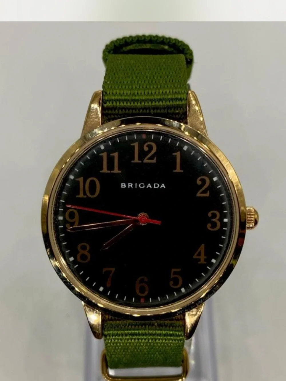 Men’s ^^^Brigada  *** Gold-Tone Watch /  Hunter green Dial *** Olive Green Strap